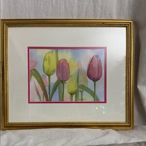 Robert McAffee Original Canadian Watercolour Tulip Painting signed, framed 1998